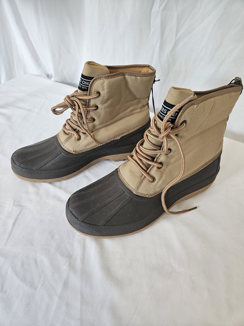 Members Only Men's All Weather Snow Tan and Black Duck Boots Size 11